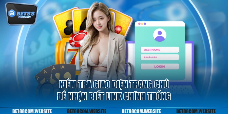 Kiểm tra giao diện trang chủ để nhận biết link chính thống